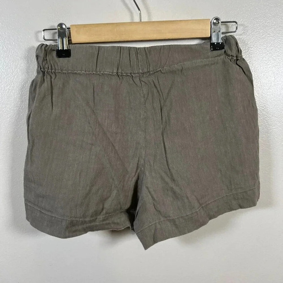 Aritzia Babaton Linen Blend Shorts Size XS Green Drawstring Minimal Normcore - Picture 2 of 7